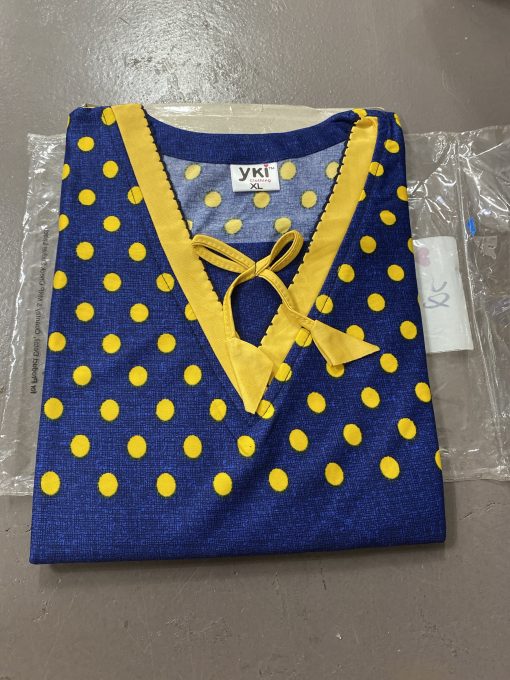 Women'S Polka Dott Printed Nighty Free Size yellow color
