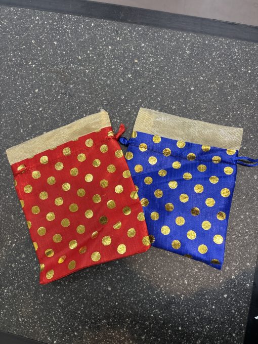 Small Potli Bag With Golden Dots (Assorted) - Pack Of 1 Copy : Small Potli Bag With Golden Dots (Assorted) - Pack Of 1 Copy