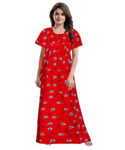 Women'S Cotton Printed Nighty Red