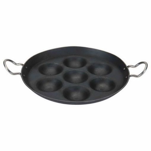 Iron Paniyaram/ Ponganalu Pan Appe maker 7 Kuzhi Ss Handle Iron Paniyaram/ Ponganalu Pan 7 Kuzhi Ss Handle