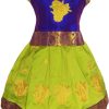 Girls Blue Traditional Pattu Pavadai Set