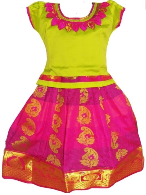 Girls Traditional Pattu Pavadai Set 1-2 years old Girls Traditional Pattu Pavadai Set