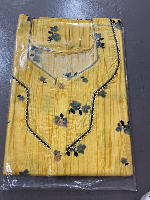 Women'S Cotton Printed Nighty yellow