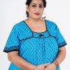Women's Rajasthani Cotton Printed Nighty Mustard Blue