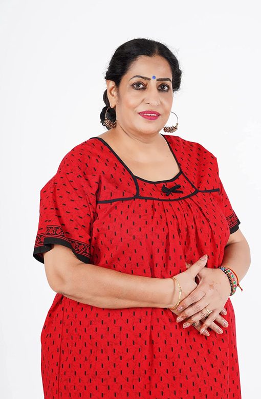 Women's Rajasthani Cotton Printed Nighty Mustard Blue