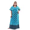 Women'S Cotton Printed Nighty Blue - 3Xl Size Women's Rajasthani Cotton Printed Nighty Mustard Blue
