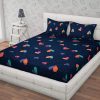 Gless Cotton Elegant Polycotton Elastic Fitted Queen Bedsheets (Heart Blue, 60" X 78") Gless Cotton Elegant Polycotton Elastic Fitted Queen Bedsheets (Heart Blue