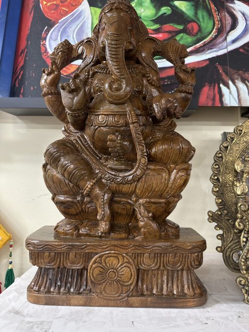 Handmade wooden Lord Ganesha Ganpati Statue