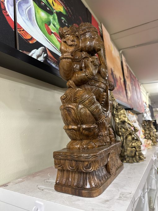 Handmade wooden Lord Ganesha Ganpati Statue