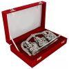 Laxmi Ganesh Saraswati Idol (Murti) In Velvet Silver Plated
