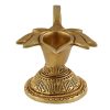 Brass Lotus Shape On Stand Handle Oil Lamp Diya Brass Lotus Shape On Stand Handle Oil Lamp Diya