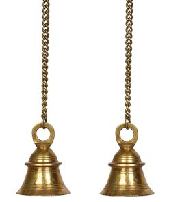 Brass Hanging Bells With Chain - Pack Of 2
