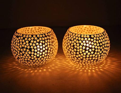 Glass Tealight Candle Holders - Pack Of 2