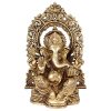 Brass Lord Ganesha Ganpati Statue - 8 Inches 2 Kg Mosaic Glass Tealight Candle Holders - Pack Of 2