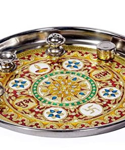 Decorative Stainless Steel Pooja Thali Set - 11 Inches
