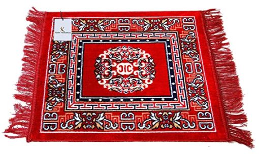 Red Velvet Prayer/Pooja Mat - 60 X 60 Cm