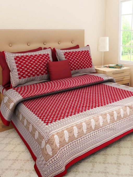 Cotton Rajasthani Jaipuri Traditional King Size Double Bed Bedsheet With 2 Pillow Covers Cotton Rajasthani Jaipuri Traditional King Size Double Bed Bedsheet With 2 Pillow Covers