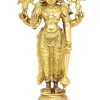 Brass Goddess Lakshmi Standing In Lotus Statue - 25 Cm