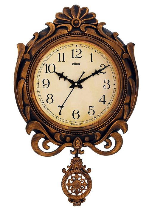 Antique Designer Sweep Silent Pendulum Wall Clock (Copper, 49 X 0.2 X 31 Cm) Antique Designer Sweep Silent Pendulum Wall Clock (Copper