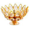 Brass Pooja Bowl For Offering Flowers Crystal Round Brass Diya Oil Lamp