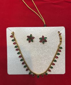 Gold Plated Traditional Necklace With Earrings Set