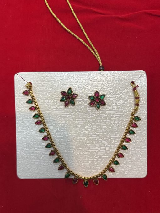 Gold Plated Traditional Necklace With Earrings Set