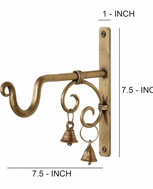 Brass Carved Wall Hanger For Diya Bell Lantern Length 7.5 Inch – ChennaiStore product image