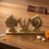 Brass Shankh Chakra Namah Wall Hanging 7.5 X 2.5 Inches