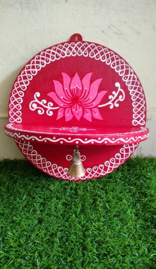 Wood rangoli design stand round Assorted