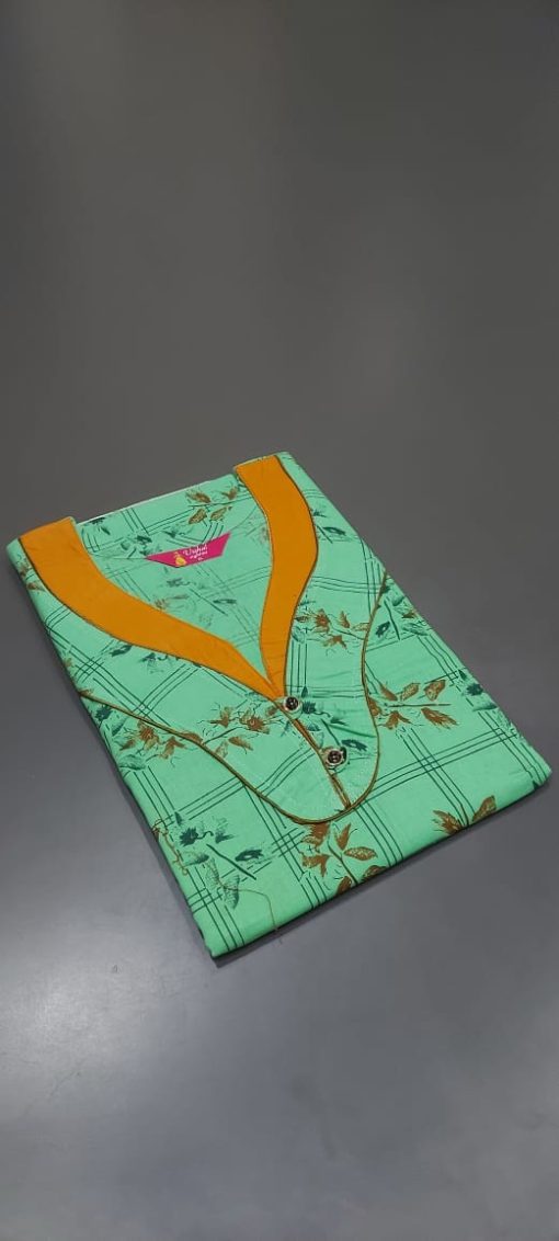 Women'S Cotton Printed Nighty Green WomenS Cotton Printed Nighty Green