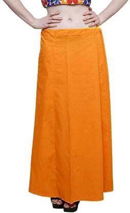Inskirt Women’S Cotton Inskirt/ Saree Peticoat Free Size – Orange ChennaiStore