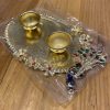 Meena Work Designer Haldi Kumkum Chandan Roli Chawal Holder Rakhi Pooja Thali Return Gift - Pack Of 1