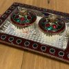 Meenakari Fiber Plastic Rectangle Shaped Kumkum And Haldi Holder
