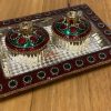Meenakari Fiber Plastic Rectangle Shaped Kumkum And Haldi Holder