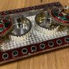 Meenakari Fiber Plastic Rectangle Shaped Kumkum And Haldi Holder