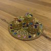 Meena Work Designer Haldi Kumkum Chandan Roli Chawal Holder Rakhi Pooja Thali Return Gift - Pack Of 1 Meena Work Designer Haldi Kumkum Chandan Roli Chawal Holder Rakhi Pooja Thali Return Gift - Pack Of 1