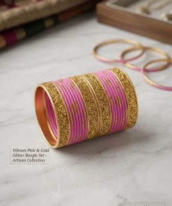 Traditional Stylish Traditional Casual Party Pink & Gold Bangles For kids And Girls