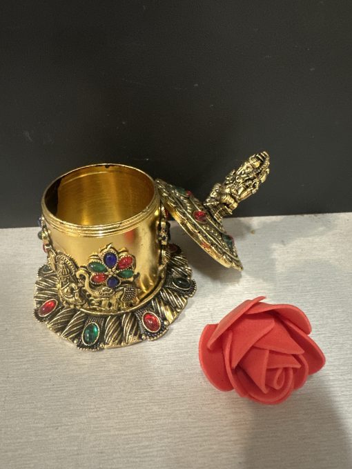 Traditional Brass Kumkum Box - Pack Of 1