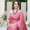 Women''S Banarasi Jacquard Lichi Silk Zari Work Saree With Blouse Piece