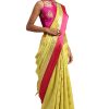 WomenS Banarasi Silk Saree With Blouse Piece - Peach And Grey