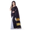 Women'S Handloom Cotton Silk Zari Saree With Blouse Piece - Black WomenS Cotton Silk Soft Dhakai Jamdani Saree