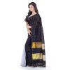 Women'S Handloom Cotton Silk Zari Saree With Blouse Piece - Black WomenS Handloom Cotton Silk Zari Saree With Blouse Piece - Black