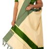Womens Kuthampully Flora Tissue Saree With Fancy Border And Tassels (Kunchalam) With Blouse Piece Madurai Sungudi Cotton Saree - Floral Printed Sarees For Women