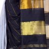 Women'S Handloom Cotton Silk Zari Saree With Blouse Piece - Black WomenS Handloom Cotton Silk Zari Saree With Blouse Piece - Black