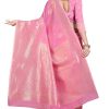 WomenS Jamdani Cotton Woven Silk Saree With Blouse Piece - Pink