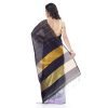 Women'S Handloom Cotton Silk Zari Saree With Blouse Piece - Black WomenS Handloom Cotton Silk Zari Saree With Blouse Piece - Black