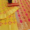 Women'S Banarasi Silk Patola Saree With Blouse Piece - Yellow WomenS Banarasi Silk Patola Saree With Blouse Piece - Yellow