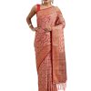 Women'S Chanderi Cotton Silk Saree With Unstitched Blouse - Pink WomenS Cotton Silk Soft Dhakai Jamdani Saree