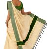 Womens Kuthampully Flora Tissue Saree With Fancy Border And Tassels (Kunchalam) With Blouse Piece Womens Kuthampully Flora Tissue Saree With Fancy Border And Tassels (Kunchalam) With Blouse Piece