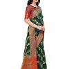 Women'S Kanchipuram Silk Blend Saree With Blouse Piece - Green WomenS Kanchipuram Silk Blend Saree With Blouse Piece - Green